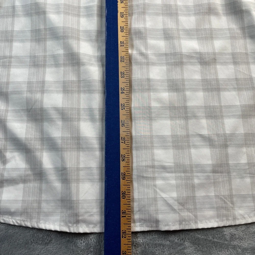 Wrangler Performance Men's 2XL Plaid Long Sleeve Button Up Shirt‎ Gray White